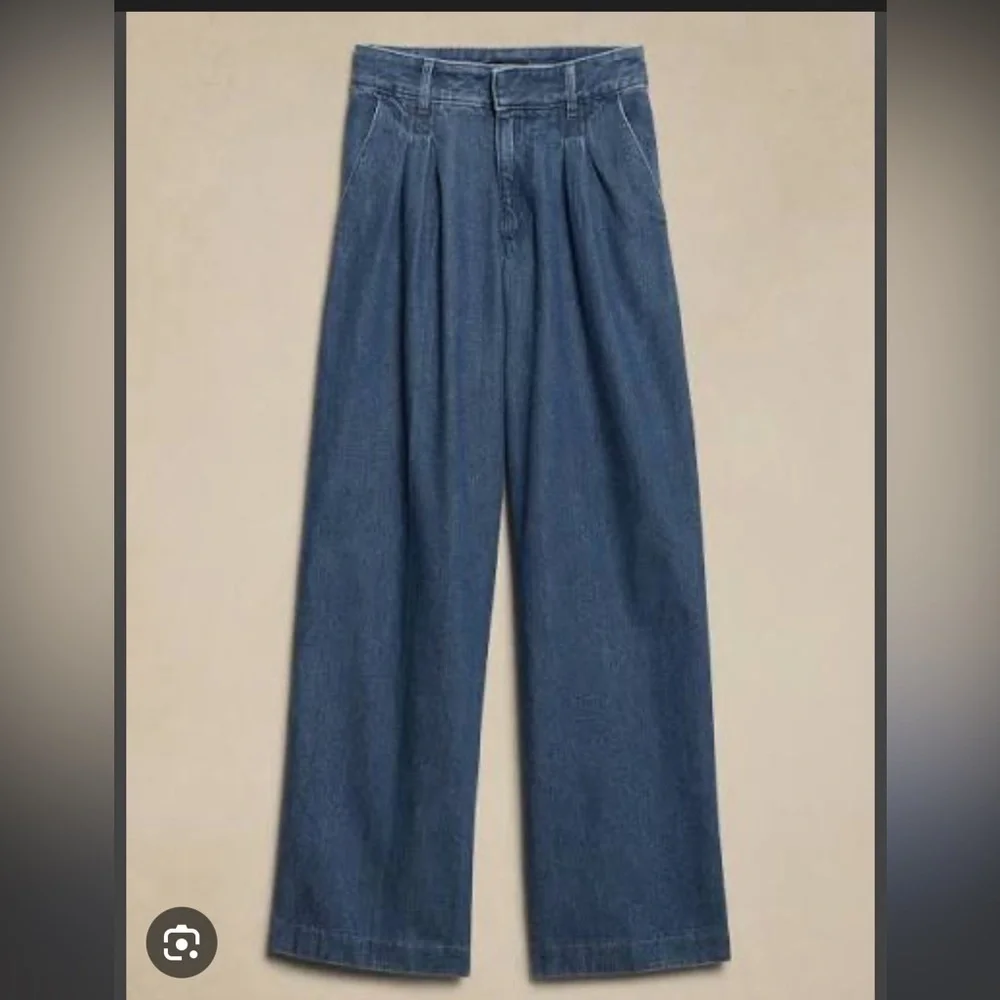 Banana Republic Luxe High Rise Wide Leg Pleated Trouser Jeans NWT